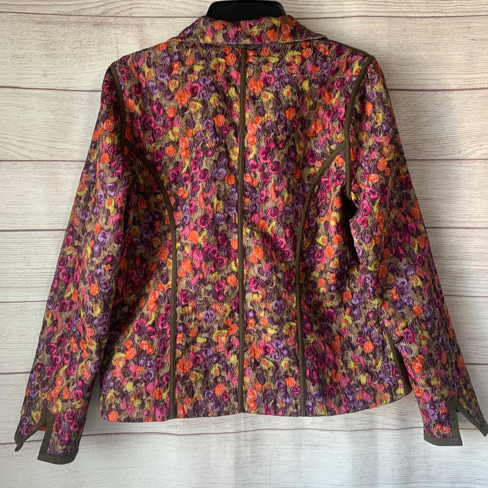 Reversible Multicolor Full Zip Jacket Patchwork Colorblock Quilt and Floral Side - Picture 10 of 16